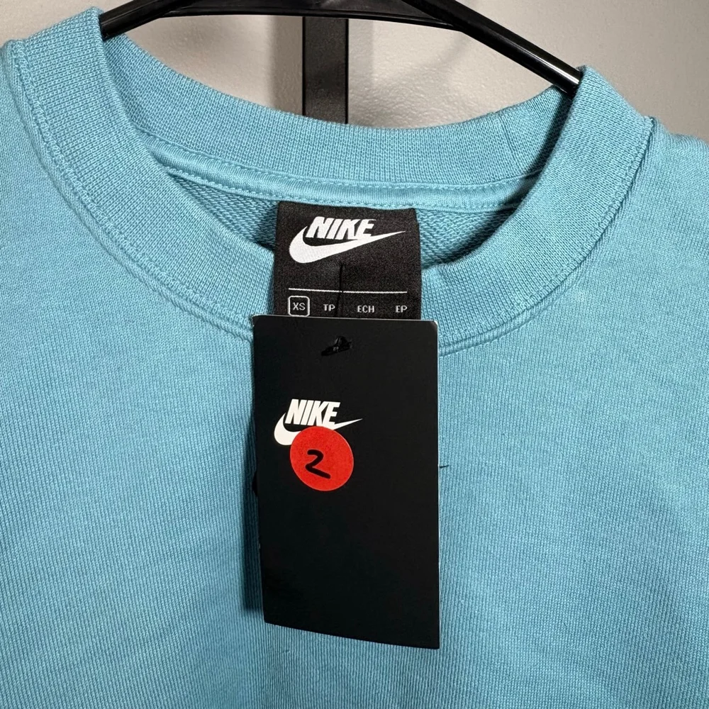 Women's Nike Blue‎ Cropped Sweatshirt XS with Black Swoosh